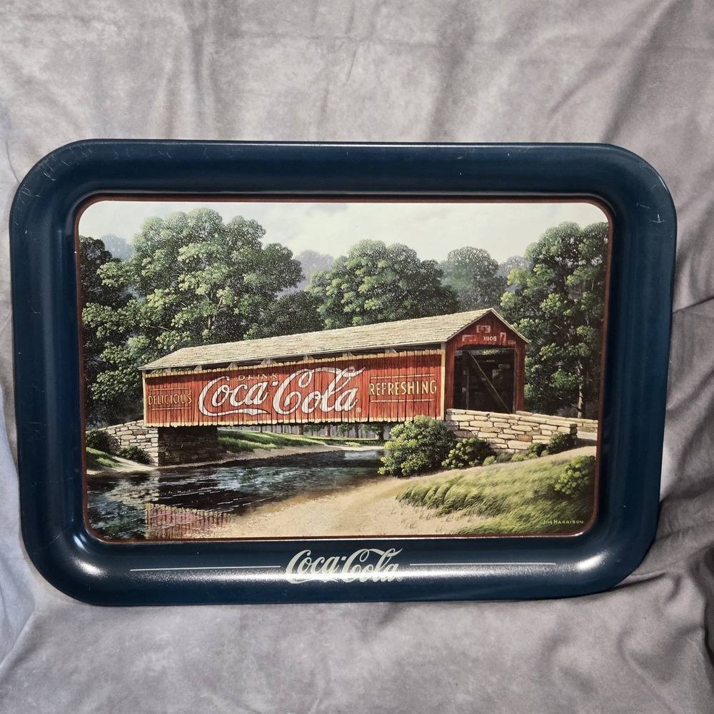 Vintage Coca-Cola Tray Issued 1995 Jim Harrison 1905 Summer Bridge 17 1/2x 12.75